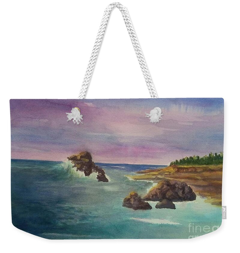Ocean Scenes Weekender Tote Bag featuring the painting Northern Pacific, Looking North by Lynn Maverick Denzer