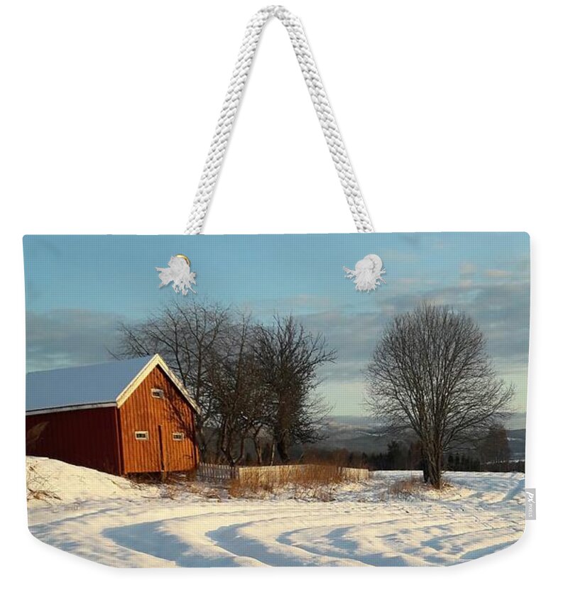 Norway Weekender Tote Bag featuring the digital art Norwegian Winter by Jeanette Rode Dybdahl