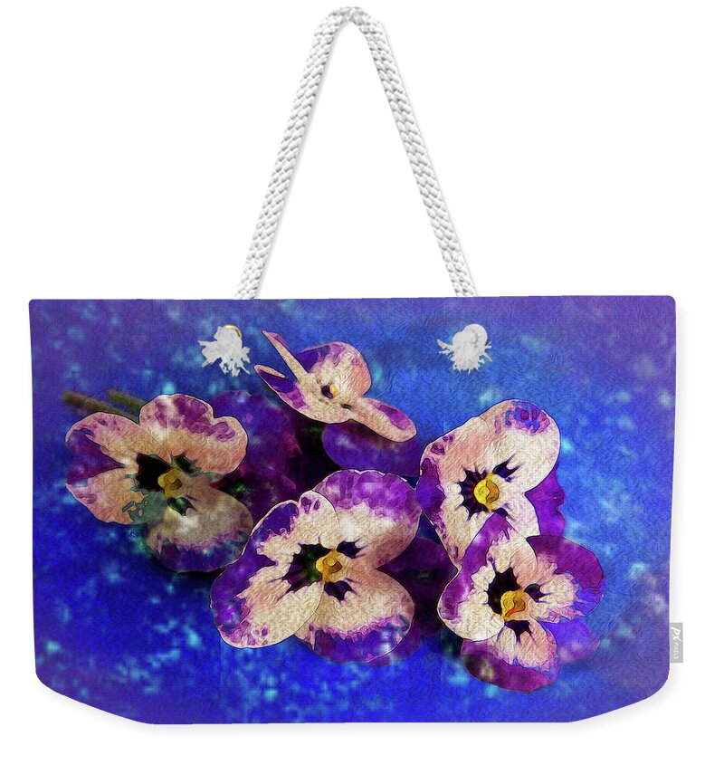 Pansies Weekender Tote Bag featuring the photograph Nosegay of Pansies by Vanessa Thomas