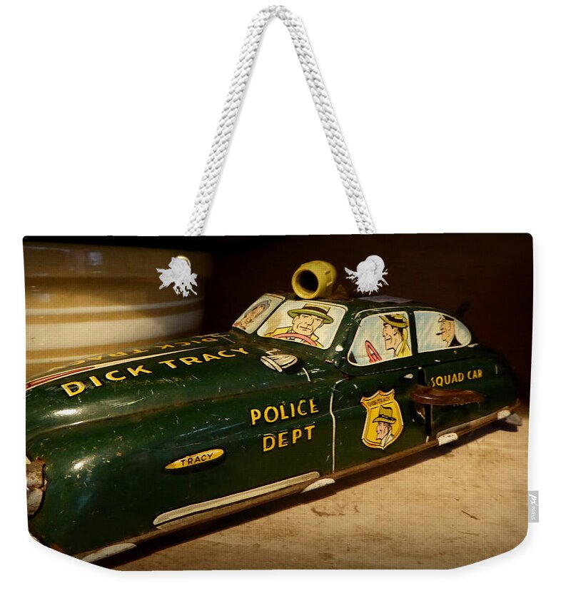 Car Weekender Tote Bag featuring the photograph Nostalgia - Wind Up Car Toy by Lori Seaman