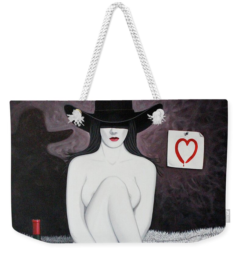 Girl Weekender Tote Bag featuring the painting Nothin' But Red by Lance Headlee