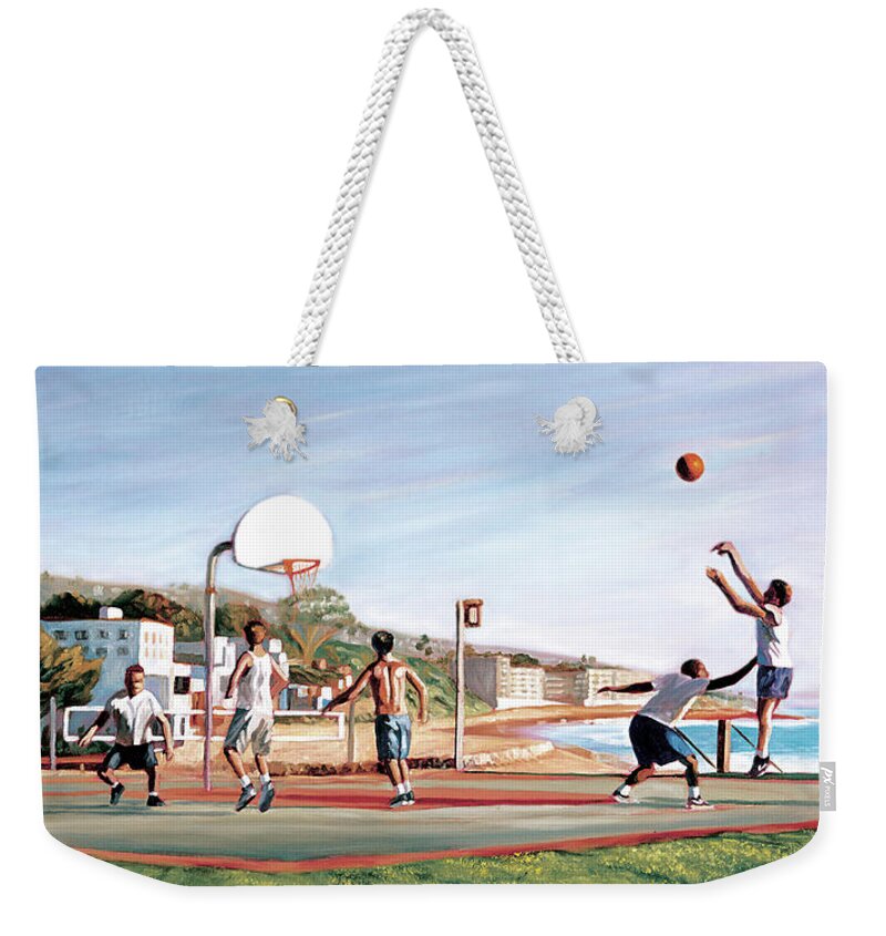 Basketball Weekender Tote Bag featuring the painting Nothing But Net by Steve Simon
