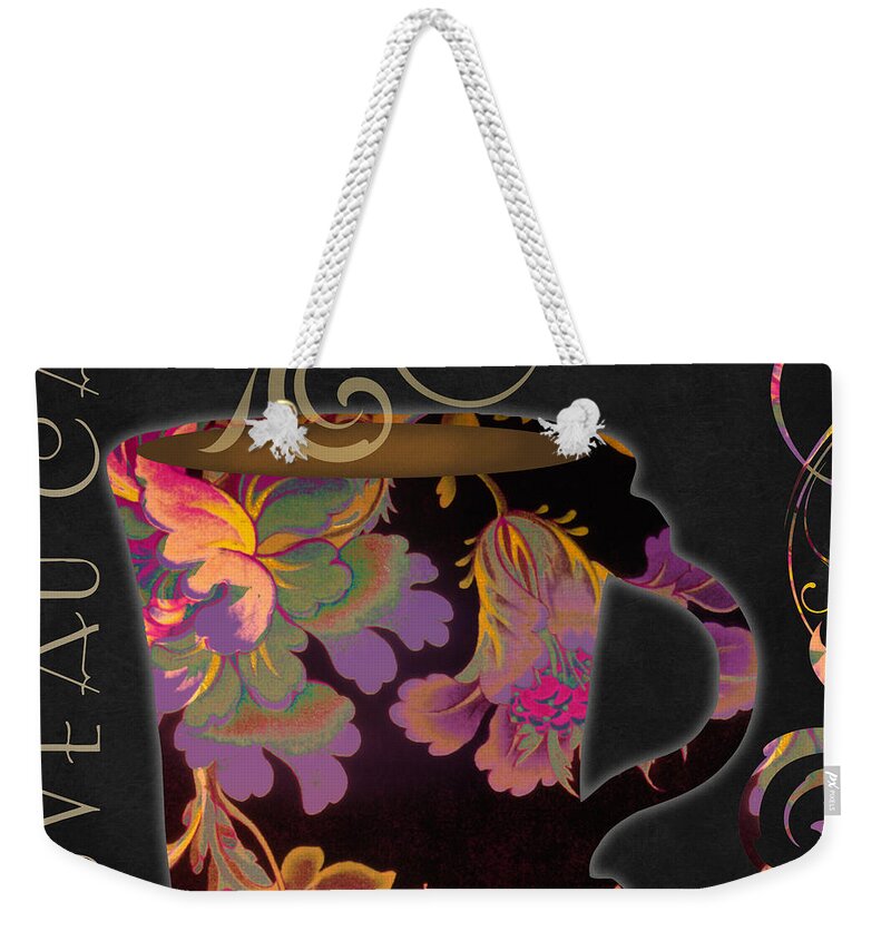 Coffee Cup Weekender Tote Bag featuring the painting Nouveau Cafe Warm by Mindy Sommers