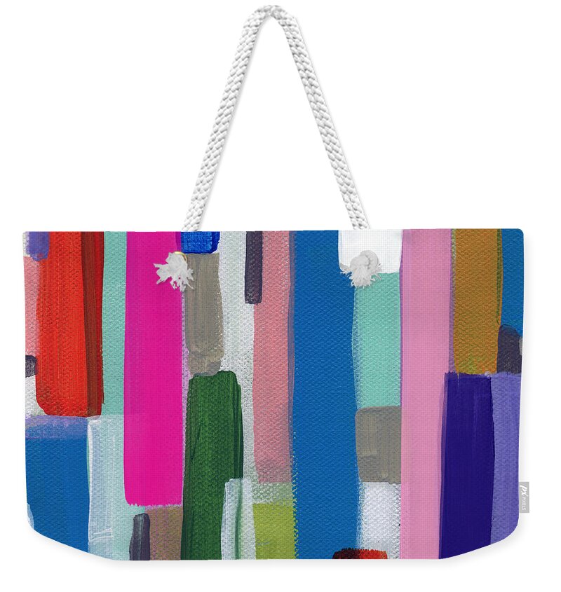 Abstract Painting Weekender Tote Bag featuring the painting Nyhaven 2- Abstract Painting by Linda Woods