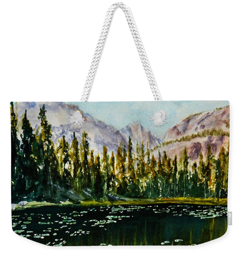 Nymph Lake Weekender Tote Bag featuring the painting Nymph Lake by Mary Benke