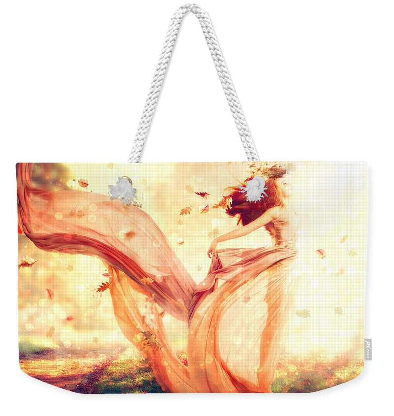 Nymph Of October Weekender Tote Bag featuring the digital art Nymph of October by Lilia D