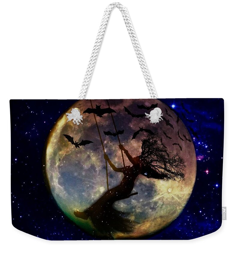Moon Weekender Tote Bag featuring the digital art Halloween night by Lilia S