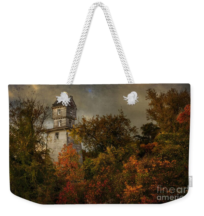 (calm Or Still) Weekender Tote Bag featuring the photograph Oakhurst Water Tower by Debra Fedchin
