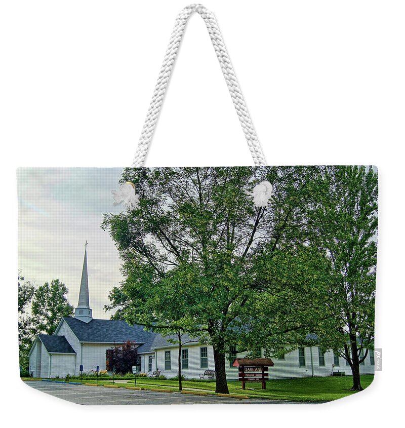 Church Weekender Tote Bag featuring the photograph Oakland Christian Church by Cricket Hackmann