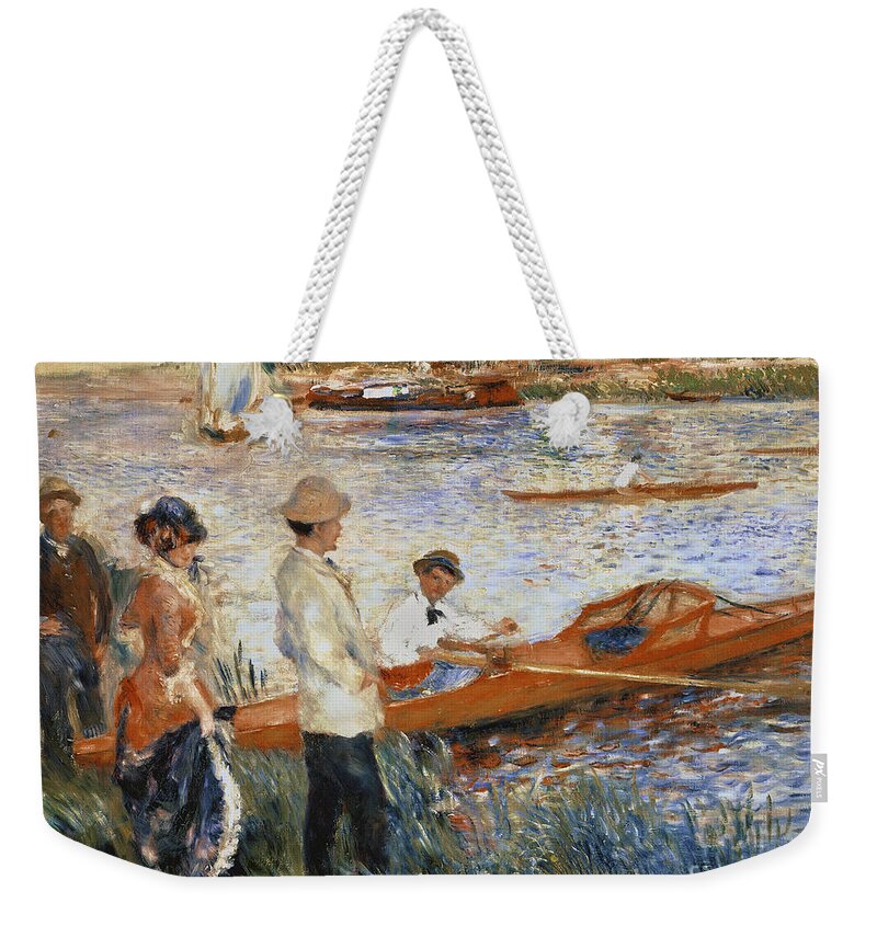 Oarsmen At Chatou Weekender Tote Bag featuring the painting Oarsmen at Chatou by Pierre Auguste Renoir