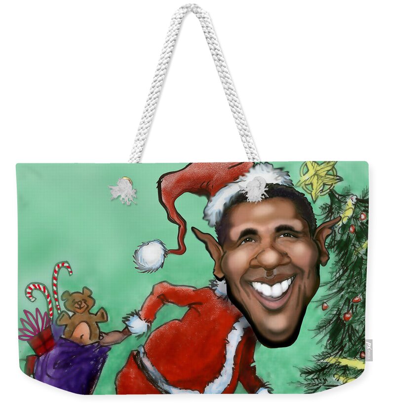 Santa Weekender Tote Bag featuring the digital art Obama Christmas by Kevin Middleton