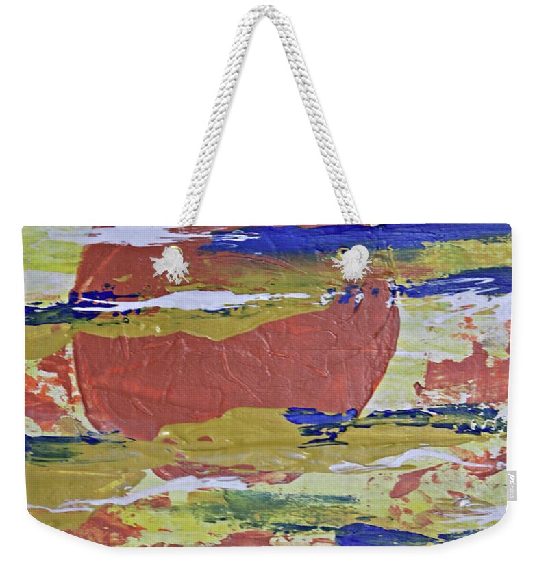 Orange Weekender Tote Bag featuring the painting Obscure Orange Abstract by April Burton
