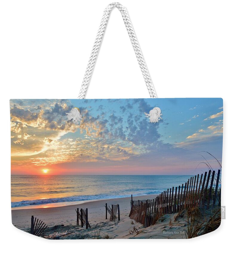 Obx Sunrise Weekender Tote Bag featuring the photograph OBX Sunrise September 7 by Barbara Ann Bell