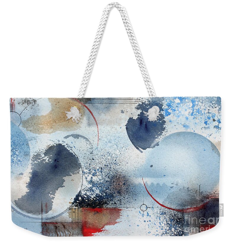 Abstract Original Watercolor Weekender Tote Bag featuring the painting Ocean Blue by Monte Toon