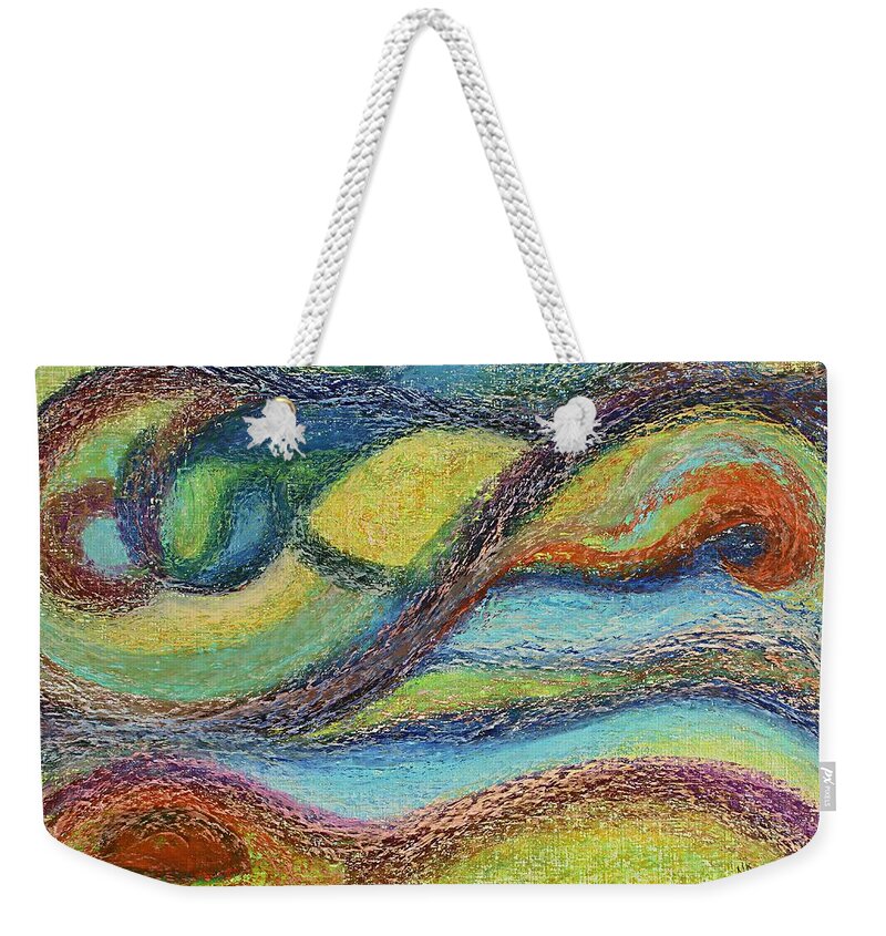 Abstract Weekender Tote Bag featuring the pastel Ocean Flow by Norma Duch