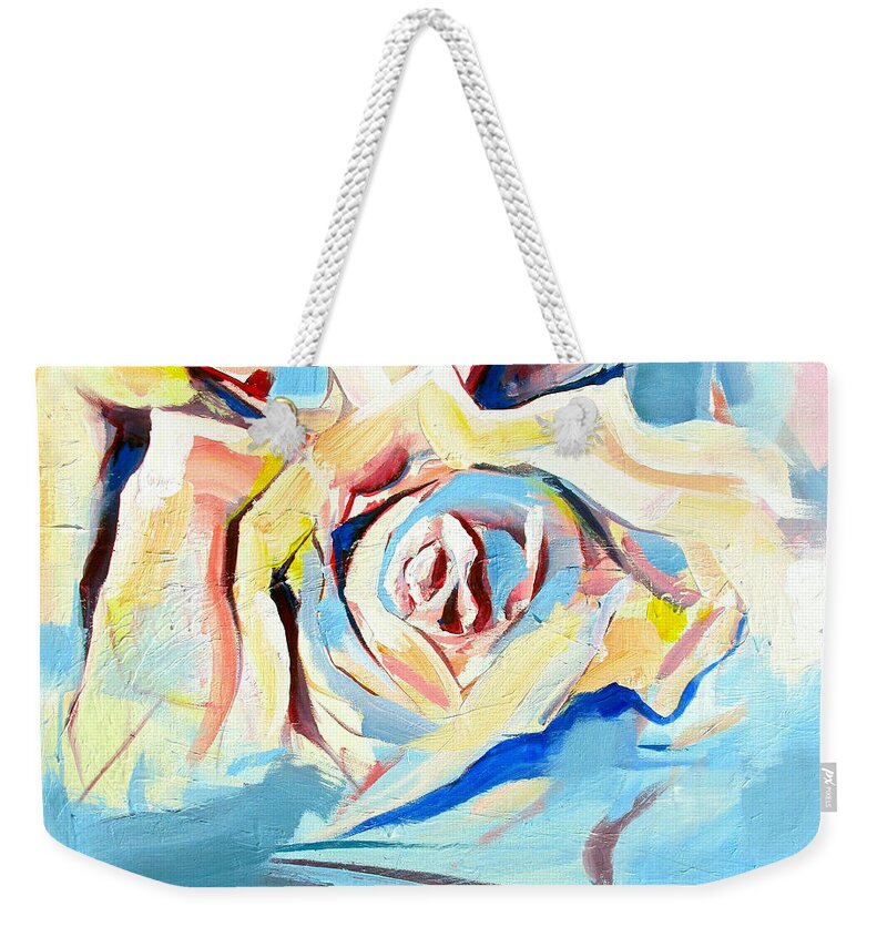 Florals Weekender Tote Bag featuring the painting Ocean Rose by John Gholson