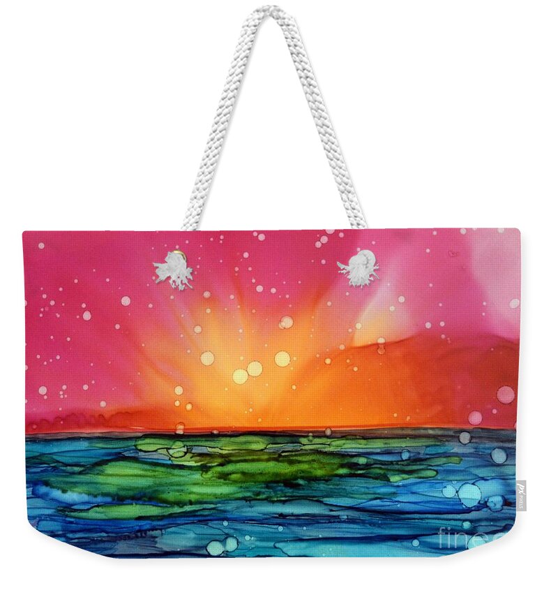 Sunrise Weekender Tote Bag featuring the painting Ocean Sunrise by Beth Kluth