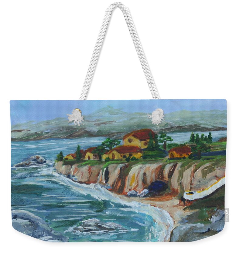 Ocean View Weekender Tote Bag featuring the painting Ocean view by Gail Daley