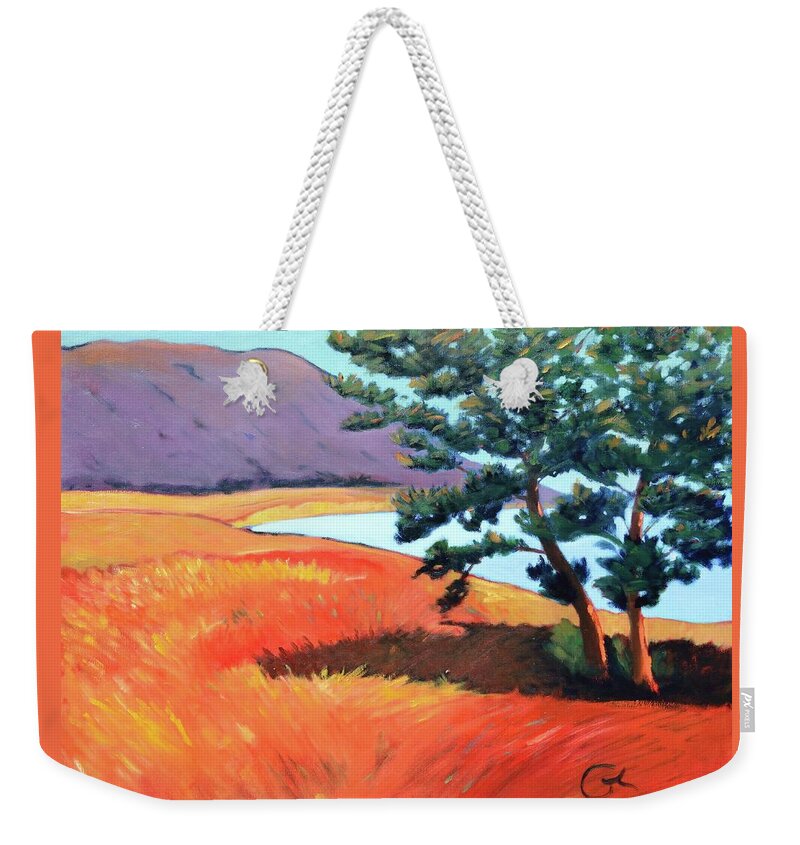 Coast Weekender Tote Bag featuring the painting Ocean View by Gary Coleman