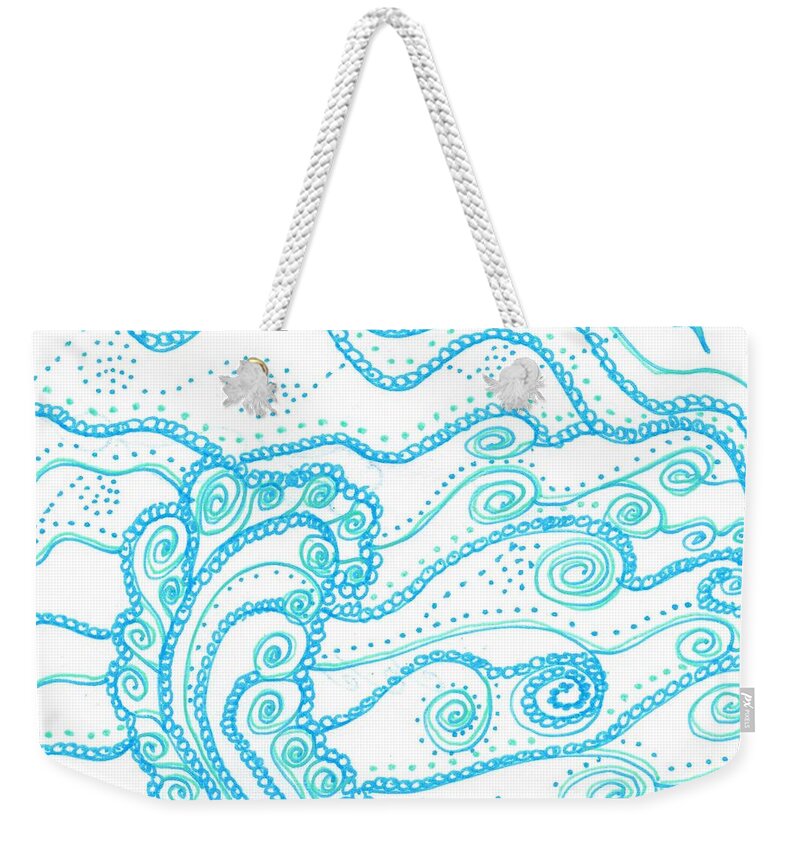Caregiver Weekender Tote Bag featuring the drawing Ocean Waves by Carole Brecht