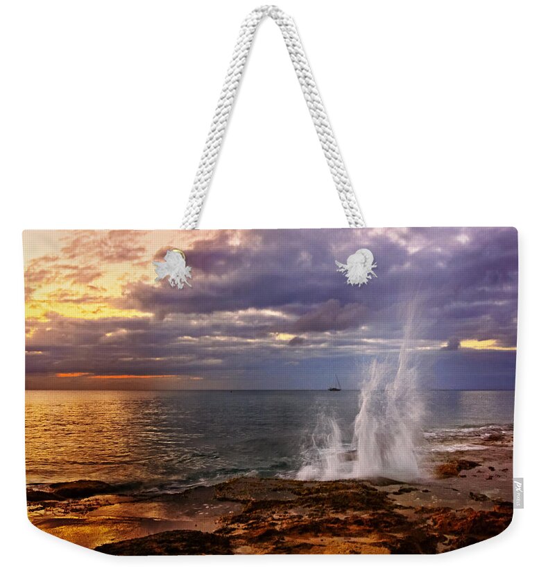 Ocean Weekender Tote Bag featuring the photograph Oceanic Geyser by Amanda Jones