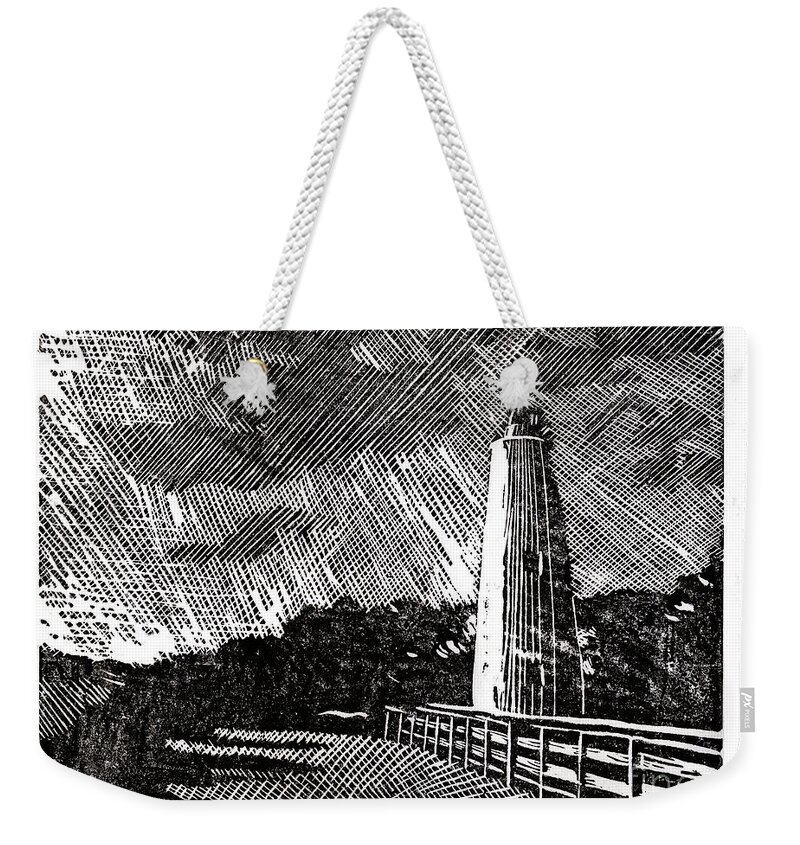 Lighthouse Weekender Tote Bag featuring the painting Ocracoke Island Lighthouse II by Ryan Fox