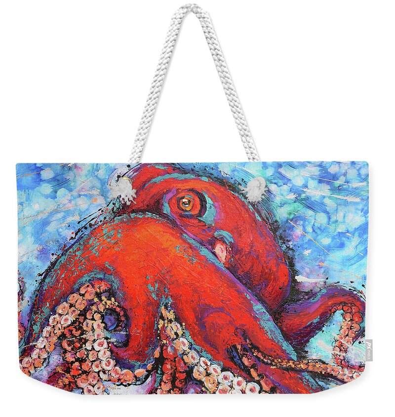 Octopus Weekender Tote Bag featuring the painting Octopus by Jyotika Shroff