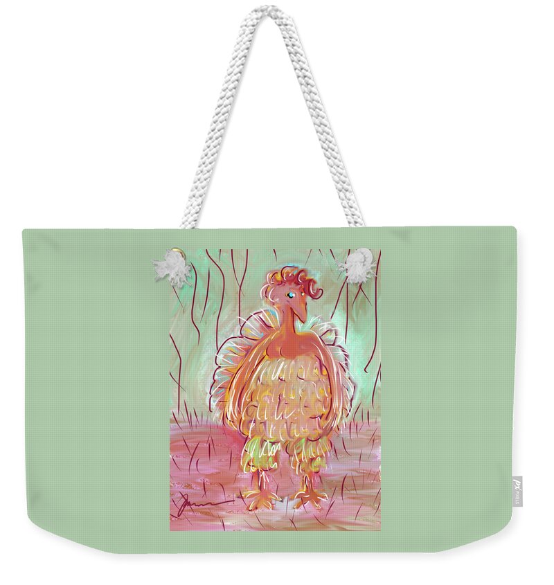 Odd Weekender Tote Bag featuring the painting Odd Chicken by Jean Pacheco Ravinski