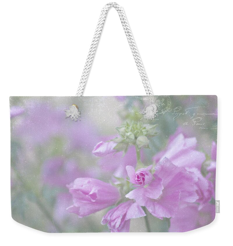Rose Mallow Weekender Tote Bag featuring the photograph Odd Stemmed Wild Flower by Sandra Foster