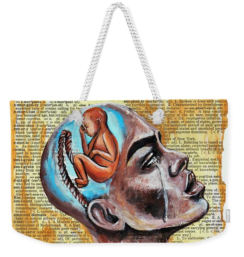 Black Art Weekender Tote Bag featuring the painting Odds against Me by Artist RiA
