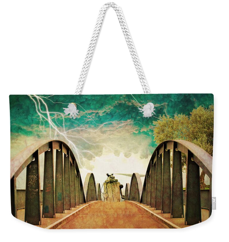 Off The Hook Weekender Tote Bag featuring the digital art Off The Hook by Ally White