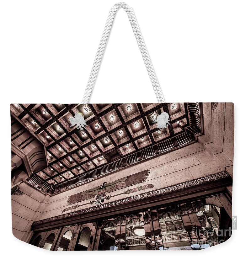 Utah Weekender Tote Bag featuring the photograph Ogden's Historic Peery's Egyptian Theater at Night by Gary Whitton