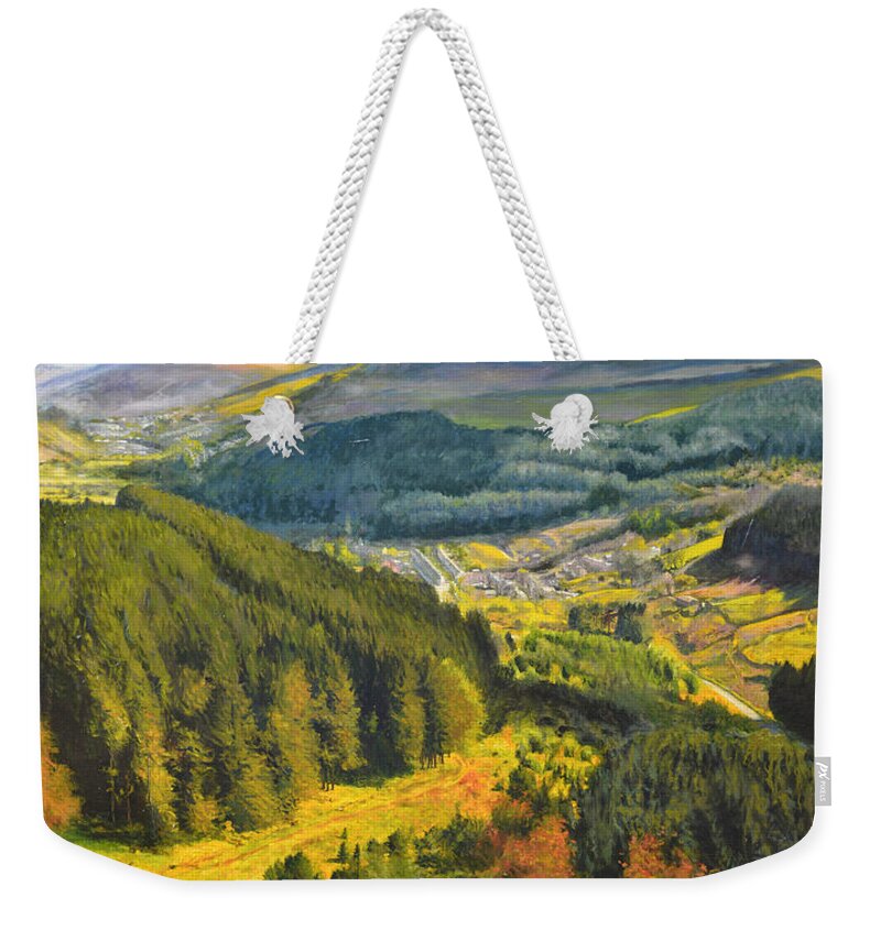 Ogmore Weekender Tote Bag featuring the painting Ogmore Valley by Harry Robertson