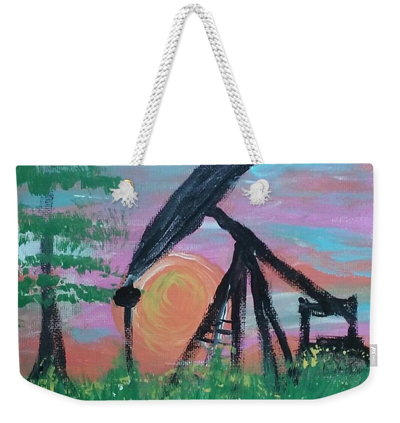 Oil At Sunrise Weekender Tote Bag featuring the painting Oil At Sunrise by Seaux-N-Seau Soileau