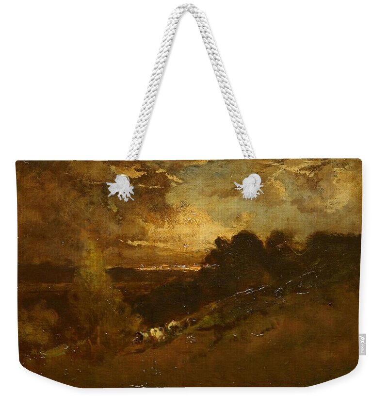 William Keith Weekender Tote Bag featuring the painting Oil On Board by MotionAge Designs