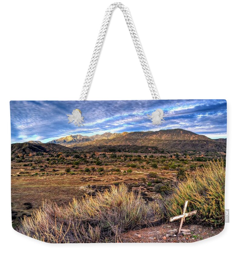 Landscape Cross Brush Valley Weekender Tote Bag featuring the photograph Ojai Cross by Wendell Ward