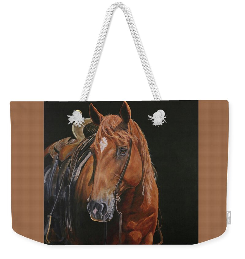Horse Weekender Tote Bag featuring the painting Ol' Red by Joan Frimberger