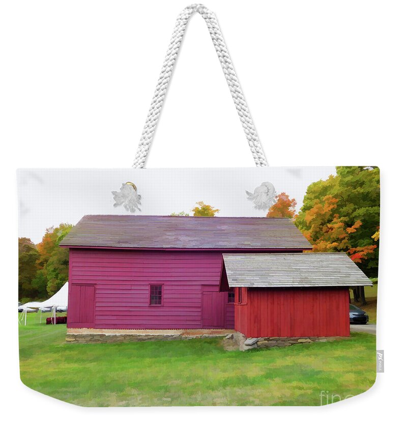 Olana Red Barn Weekender Tote Bag featuring the painting Olana Red Barn 8 by Jeelan Clark