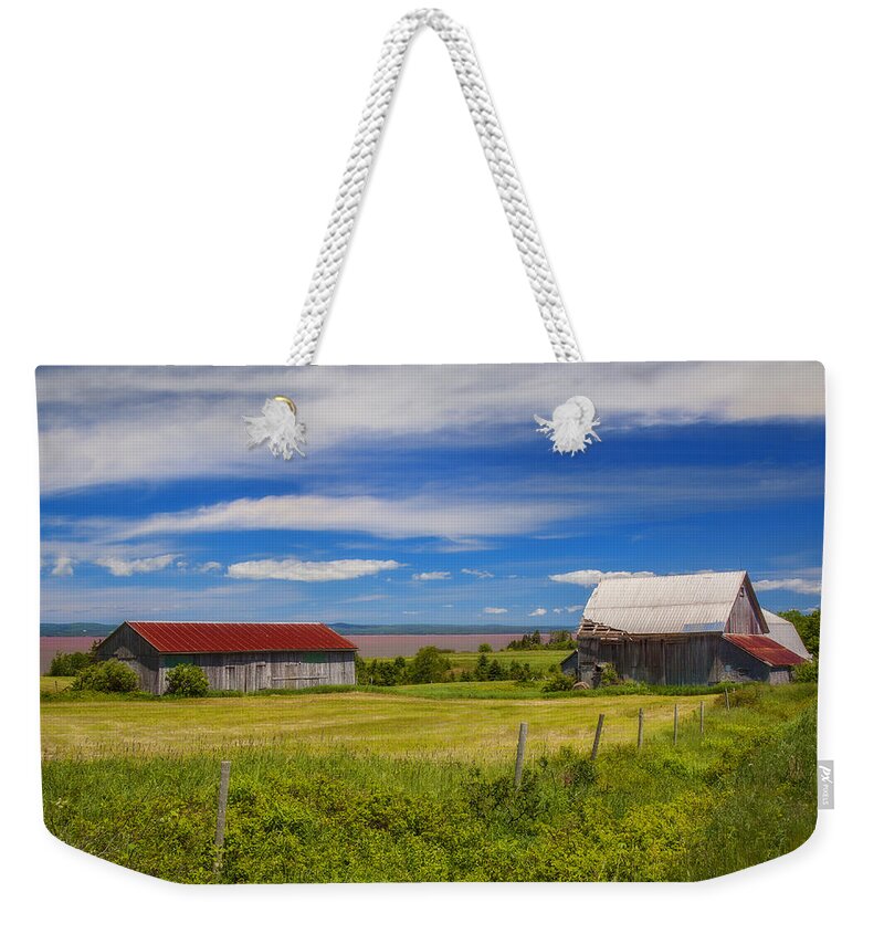 Rural Weekender Tote Bag featuring the photograph Old Barns at Burntcoat Head by Ken Morris