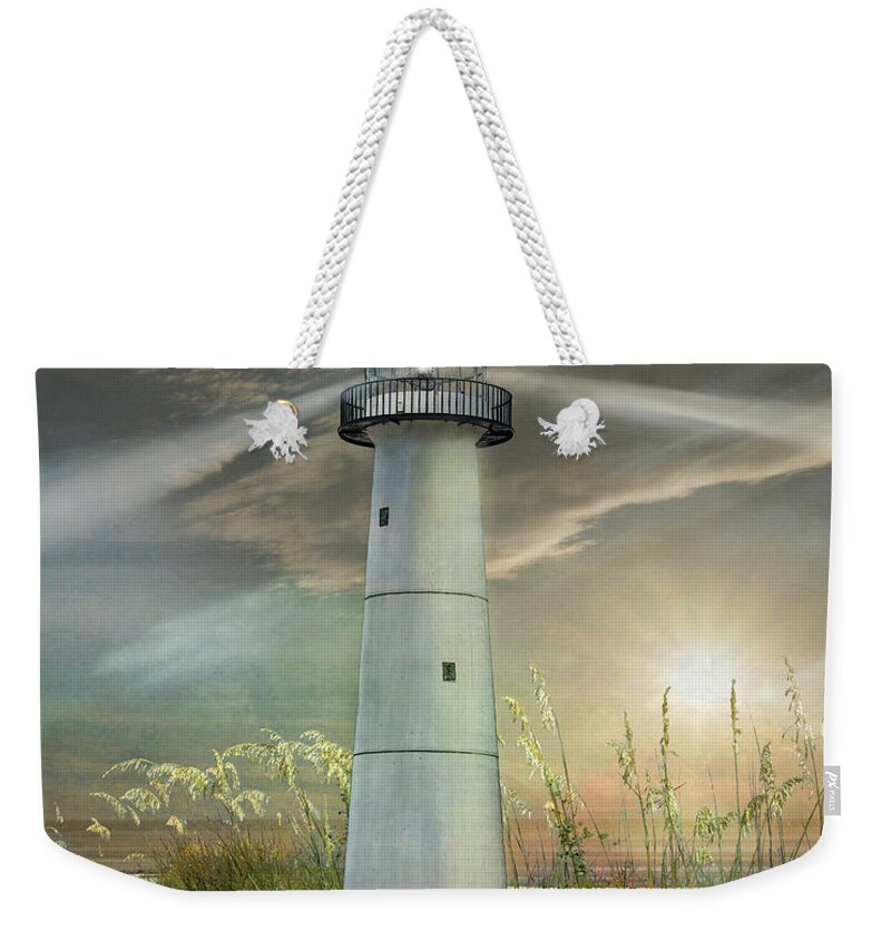 Biloxi Weekender Tote Bag featuring the digital art Old Biloxi Lighthouse by Sandra Schiffner