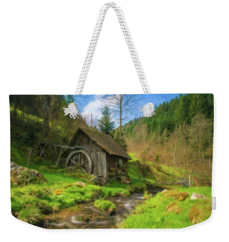 Landscape Weekender Tote Bag featuring the painting Old Black Forest Mill by Dean Wittle