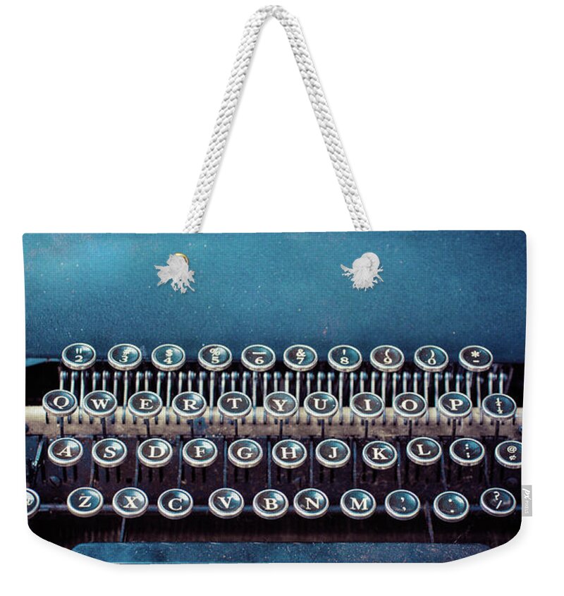 Still Life Weekender Tote Bag featuring the photograph Old blue typewriter by Edward Fielding