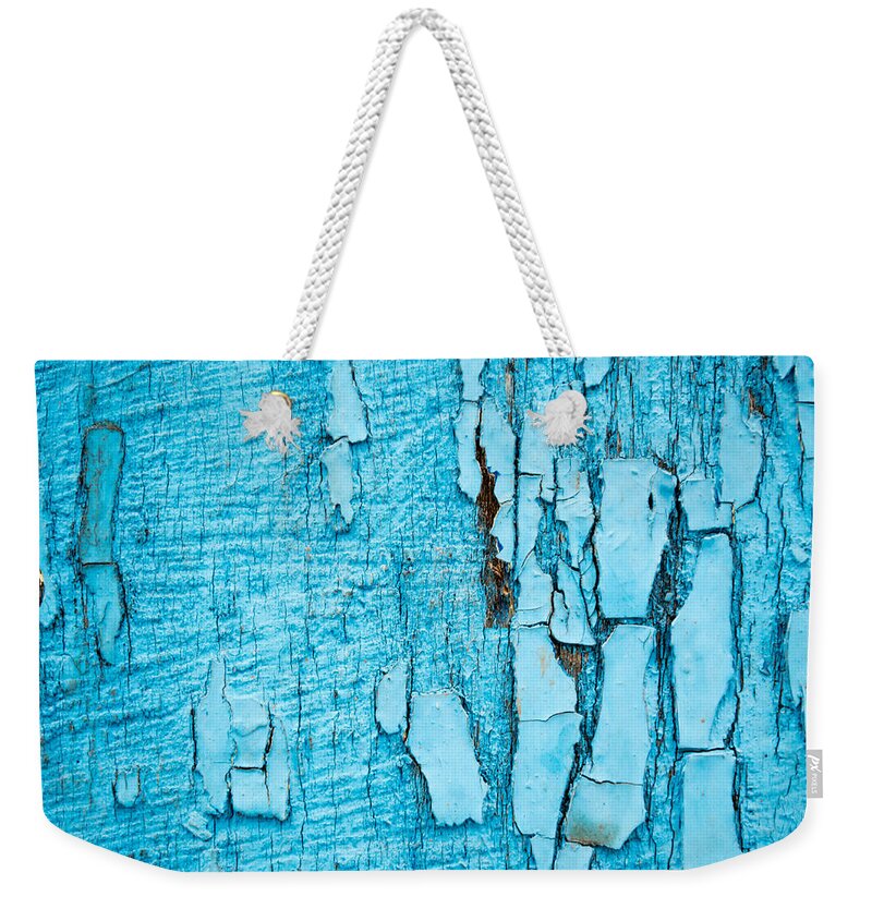 Abstract Weekender Tote Bag featuring the photograph Old Blue Wood by John Williams