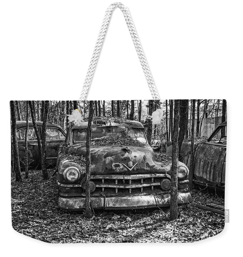 Junked Car Weekender Tote Bag featuring the photograph Old Cadillac by Matthew Pace