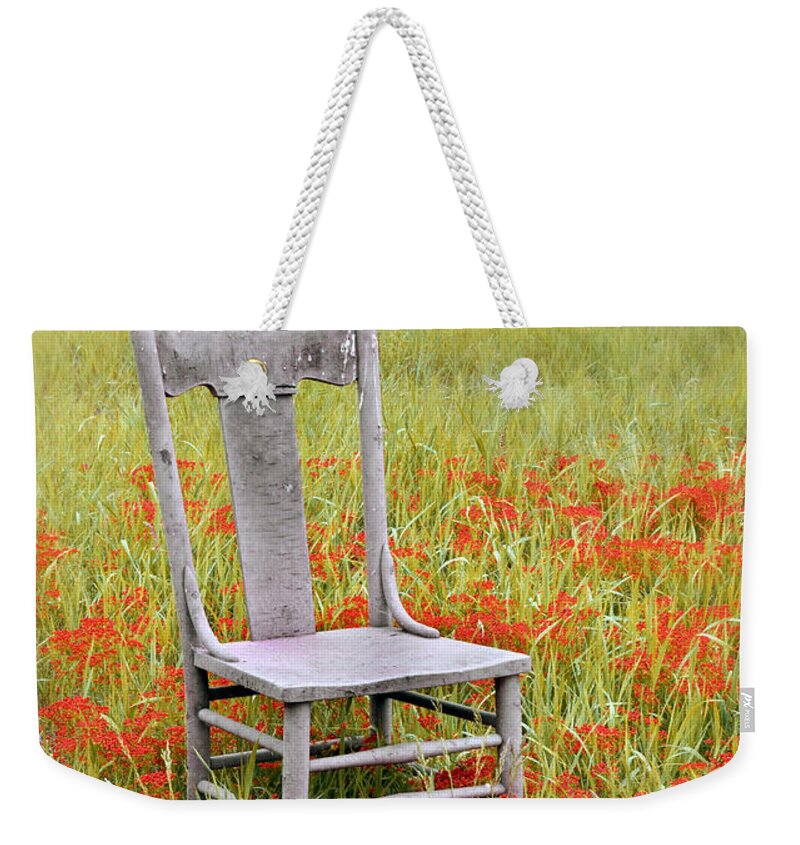 Chair Weekender Tote Bag featuring the photograph Old Chair in Wildflowers by Jill Battaglia