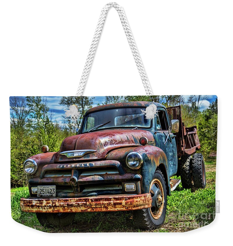 Old Weekender Tote Bag featuring the photograph Old Chevrolet Truck by Alana Ranney