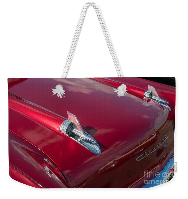 Car Weekender Tote Bag featuring the photograph Old Chevrolet trunk by Les Palenik