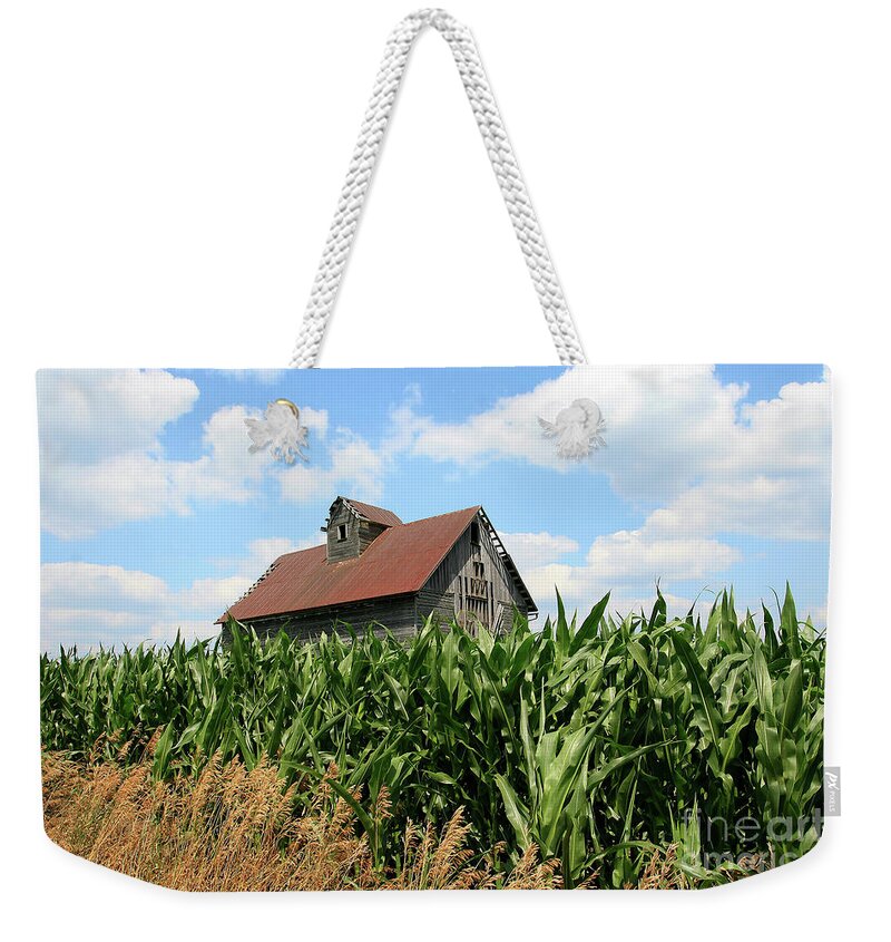 Corn Weekender Tote Bag featuring the photograph Old Corn Crib by Paula Guttilla