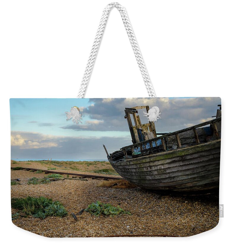 Sea Weekender Tote Bag featuring the photograph Old Fishing Boat, Dungeness by Perry Rodriguez