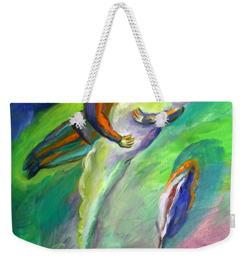 Tags Weekender Tote Bag featuring the painting House Of My Grandfather by Leon Zernitsky